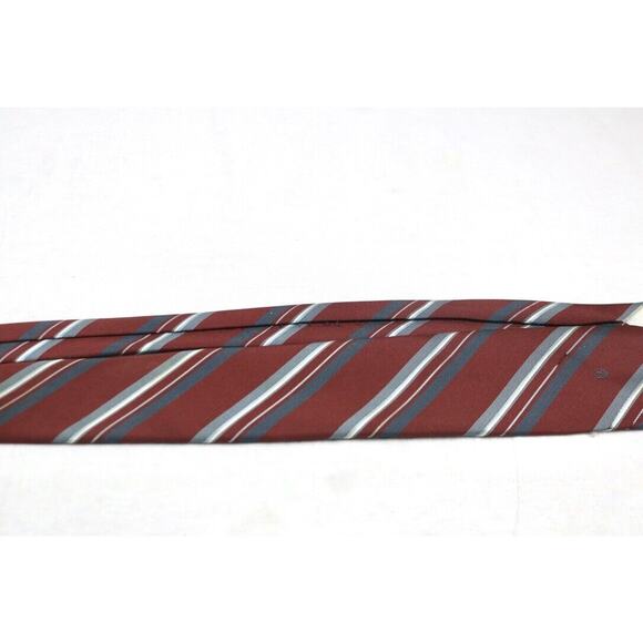 Christian Dior Tie logo mens neck maroon navy gray white striped New York Italy - Picture 5 of 5